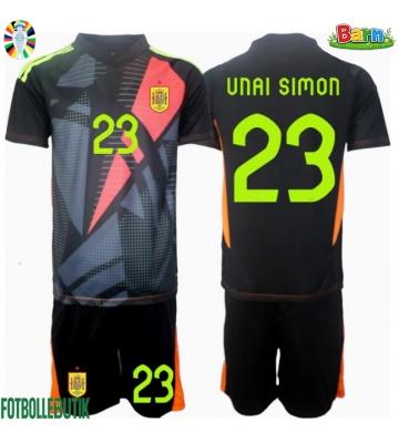 Spanien Unai Simon #23 Målvakt Bortaställ Barn EM 2024 Kortärmad (+ Korta byxor)